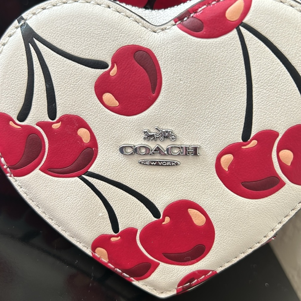 Coach NWT Heart Coin Case With Cherry Print - Picture 9 of 12